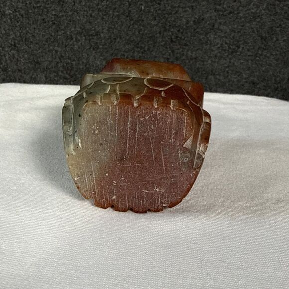 HAND CARVED MARBLE SCULPTURE STONE OWL FIGURINE 2.25” Jasper? - Picture 6 of 7